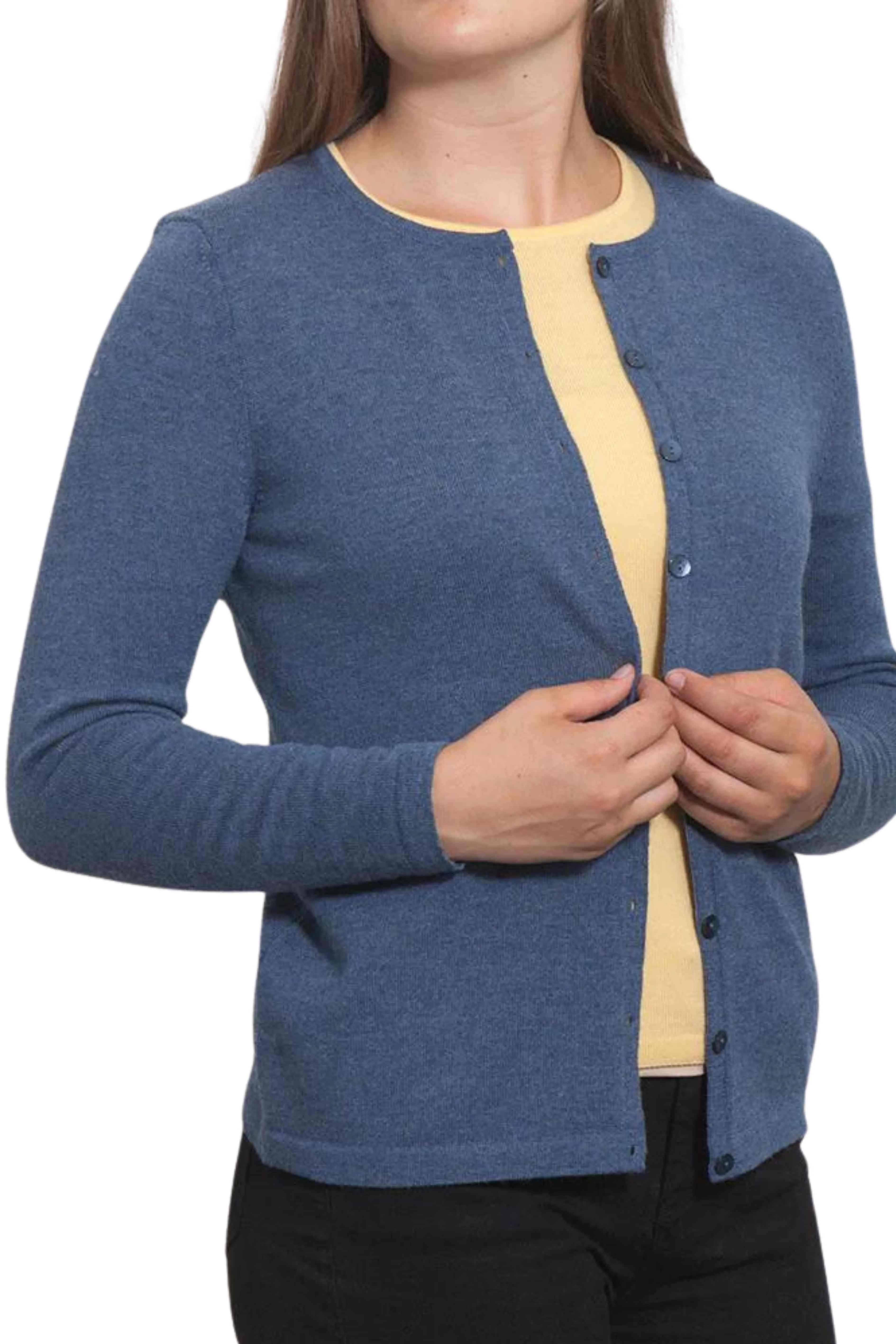 100% Supersoft Merino Plain Button Cardigan
