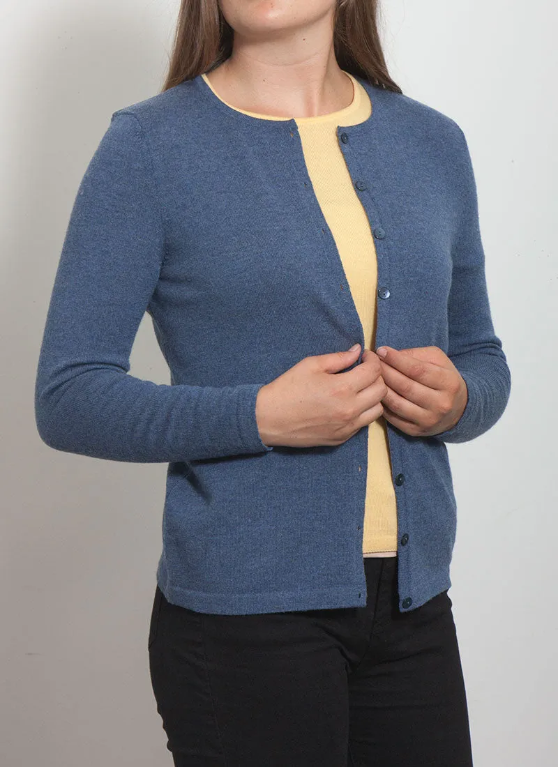100% Supersoft Merino Plain Button Cardigan