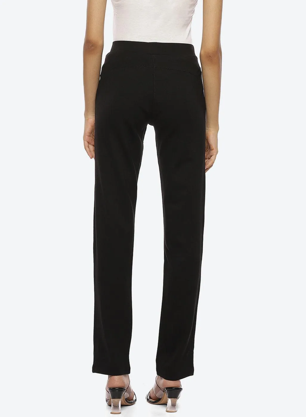 Black Regular Plain Pants