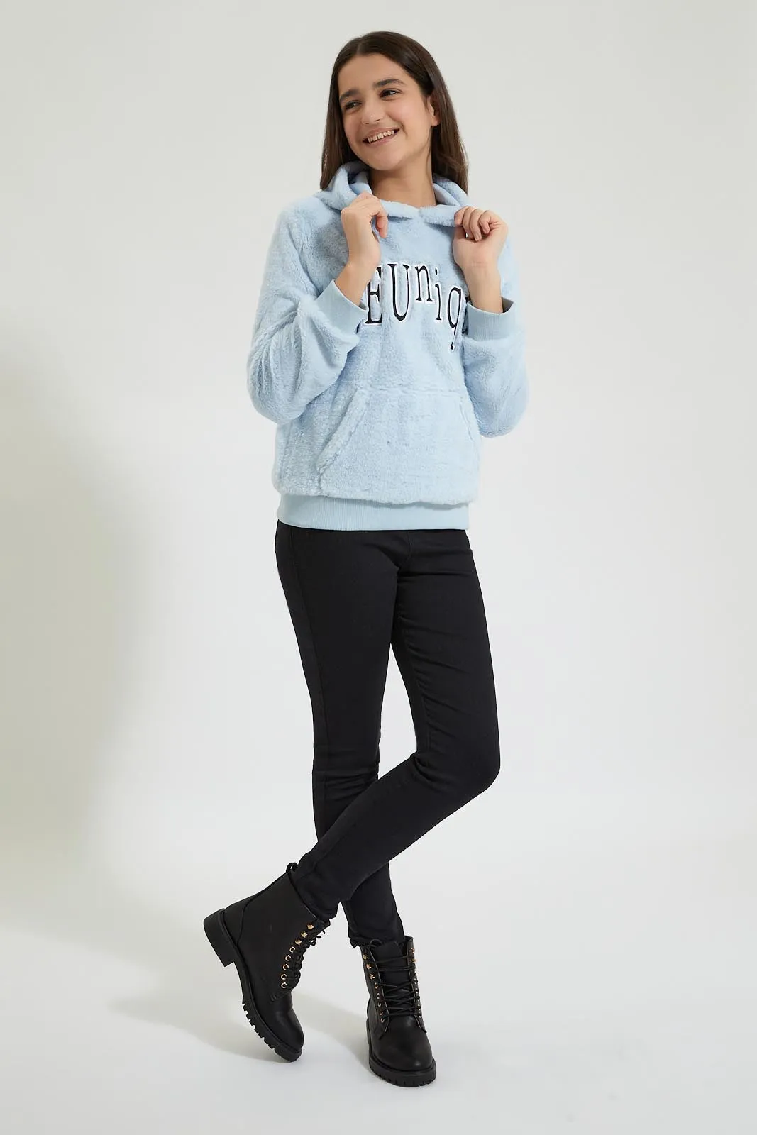 Blue Fur Hooded Sweatshirt