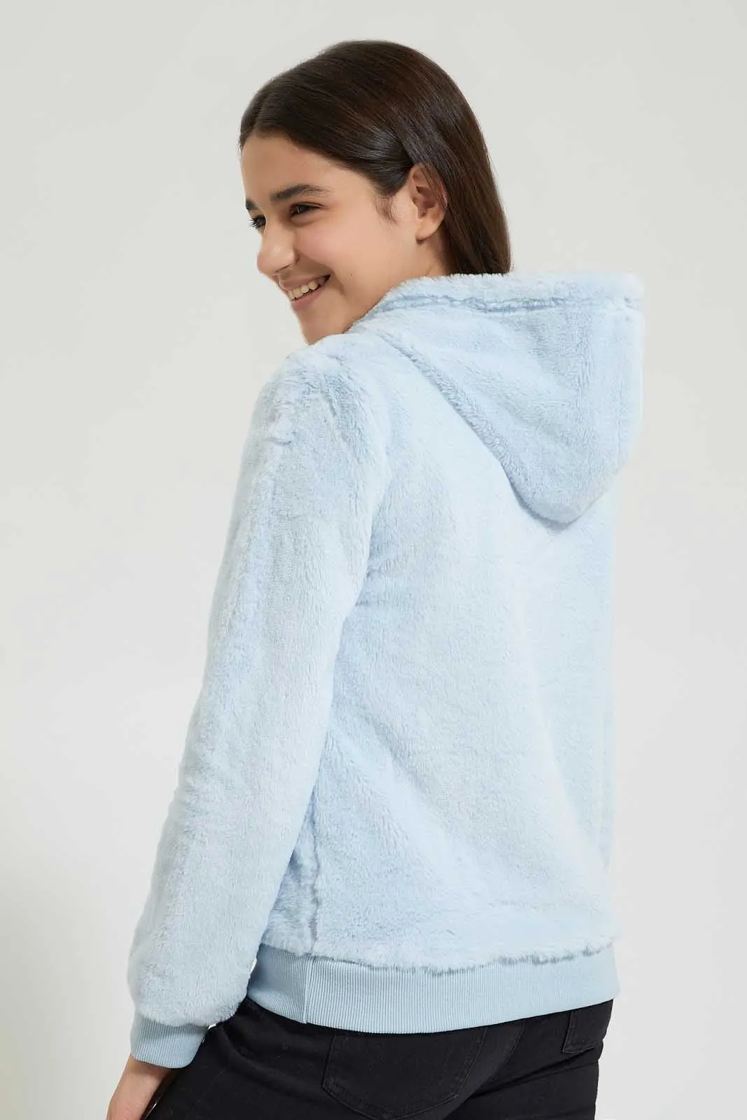 Blue Fur Hooded Sweatshirt