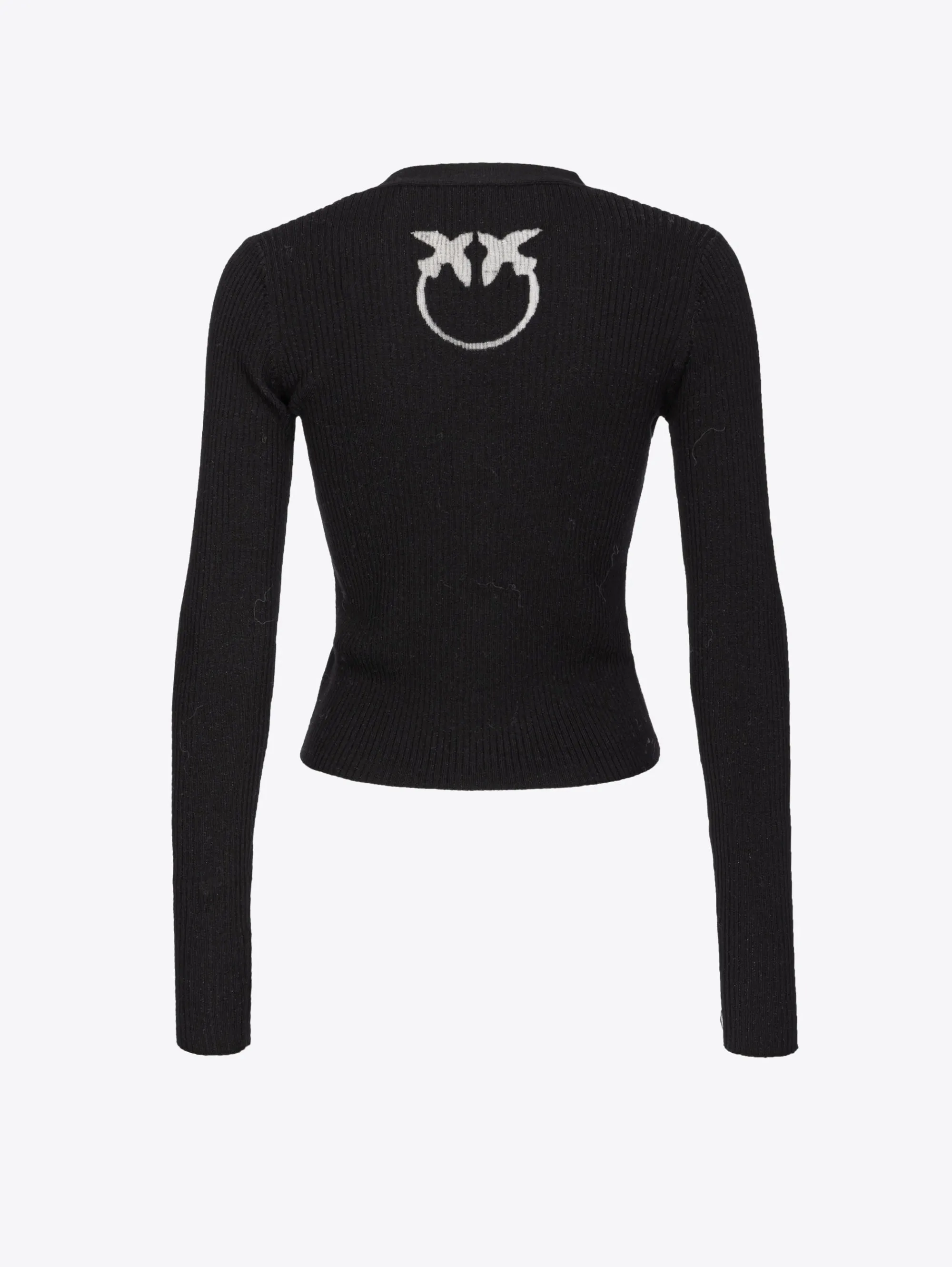 Cardigan con Logo in Trasparenza Nero