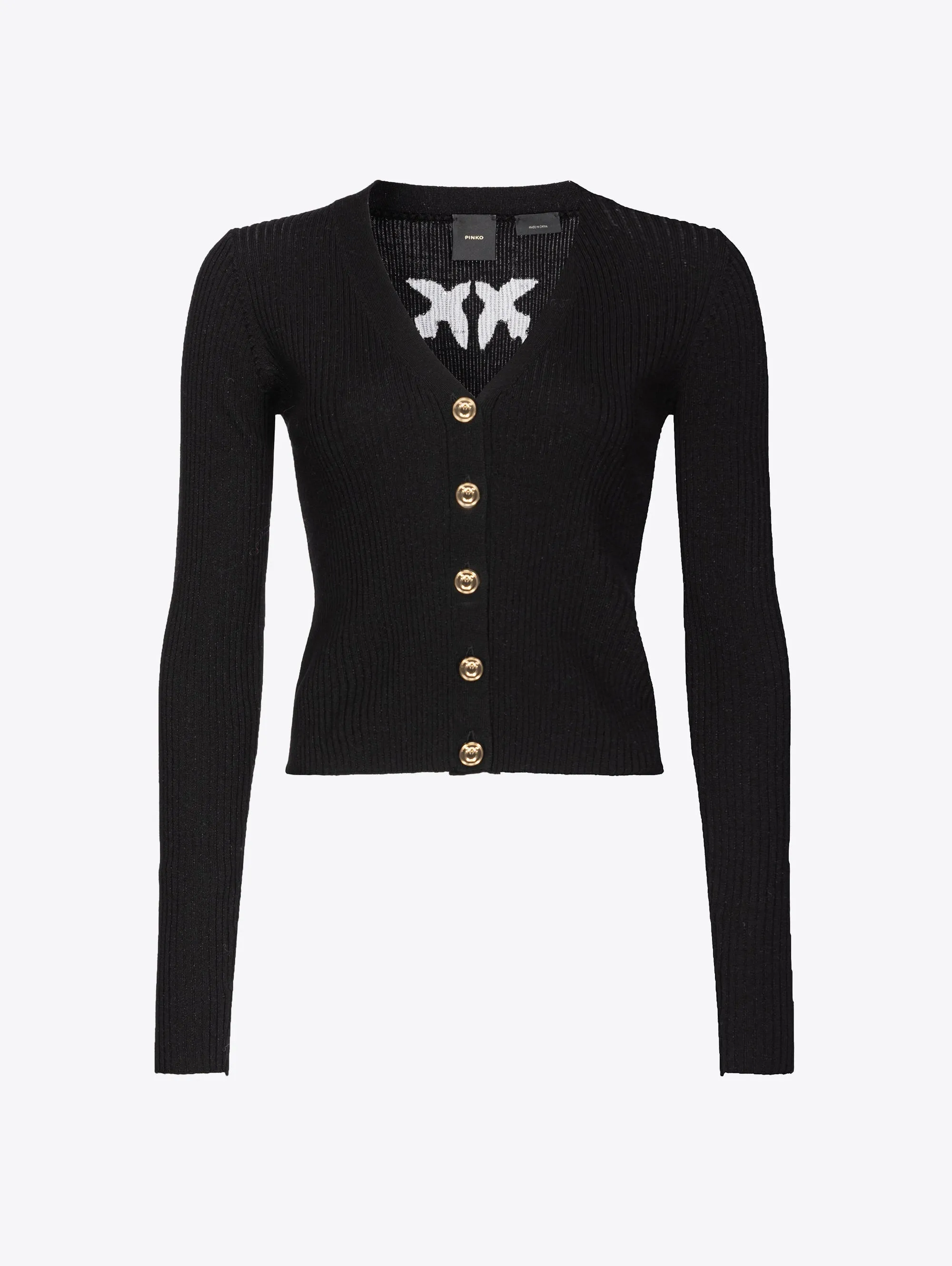 Cardigan con Logo in Trasparenza Nero