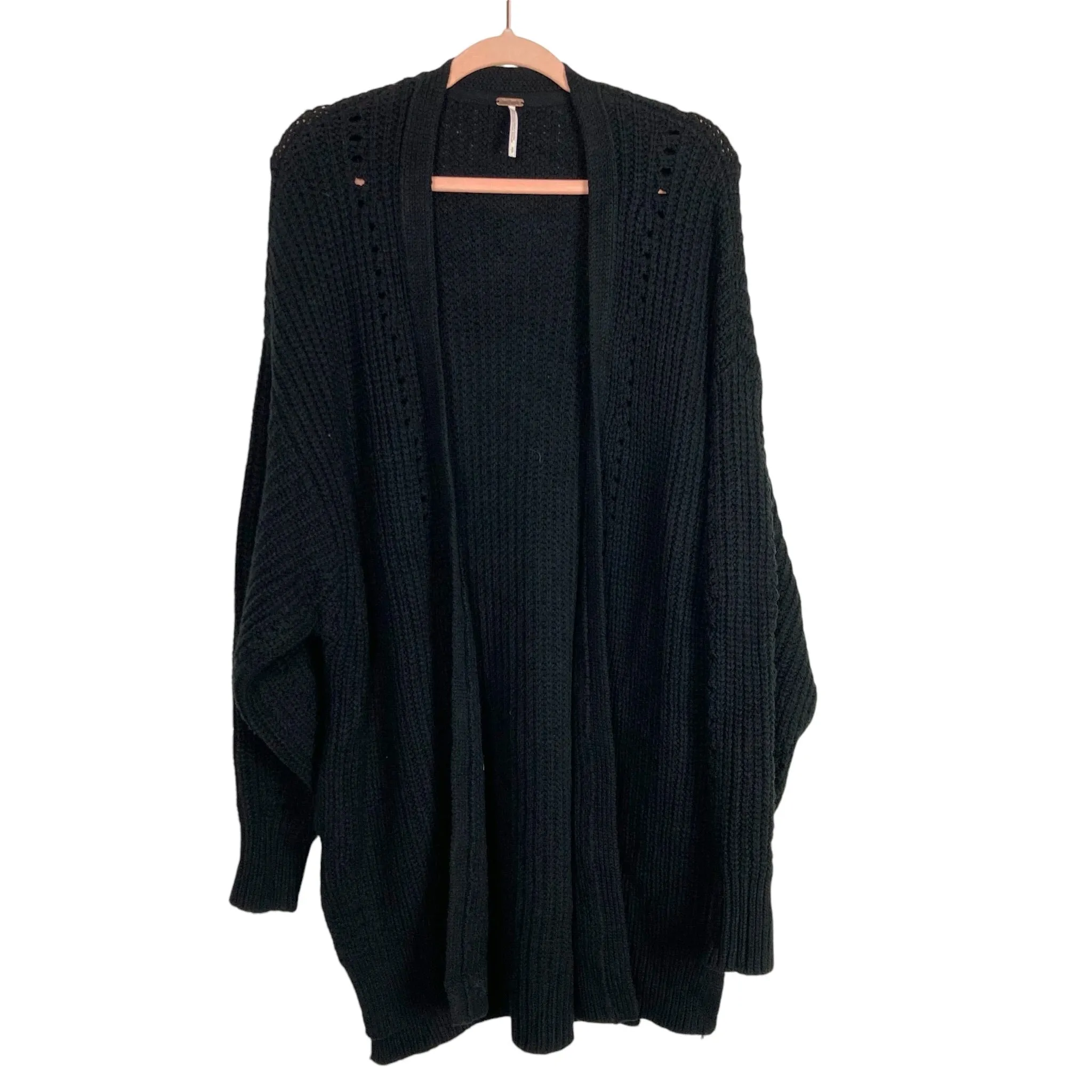 Free People Black Chunky Sweater Cardigan- Size S