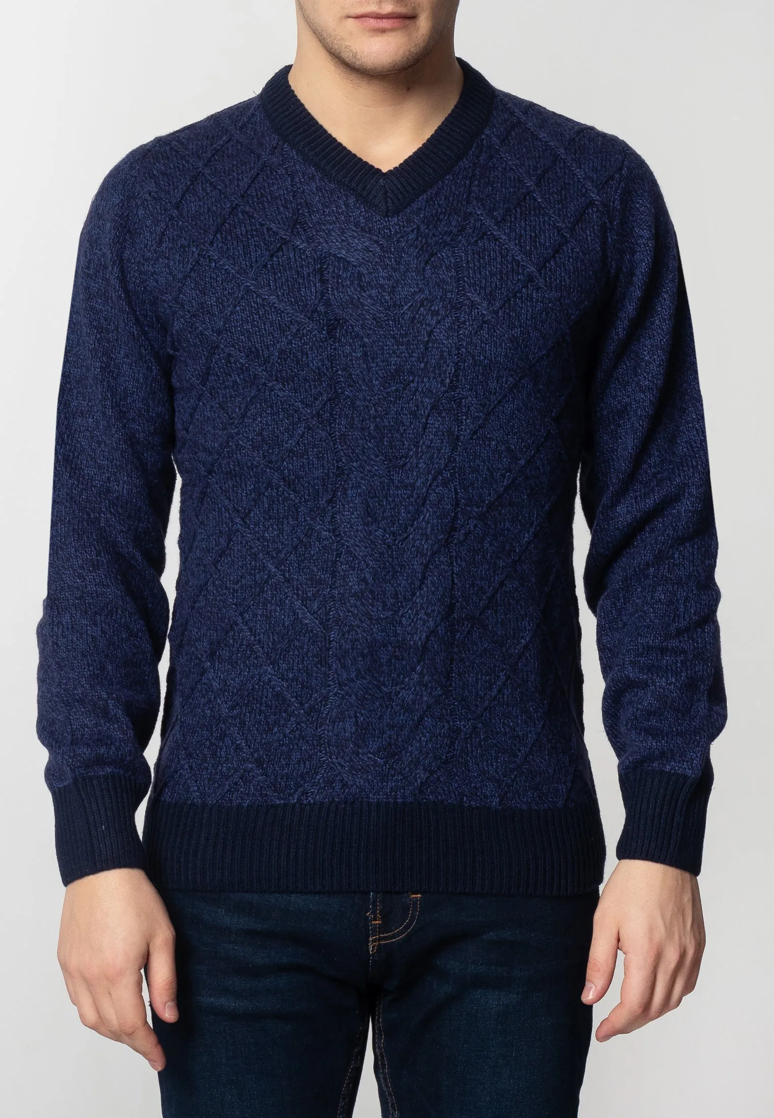 Hatcliffe cable v-neck jumper