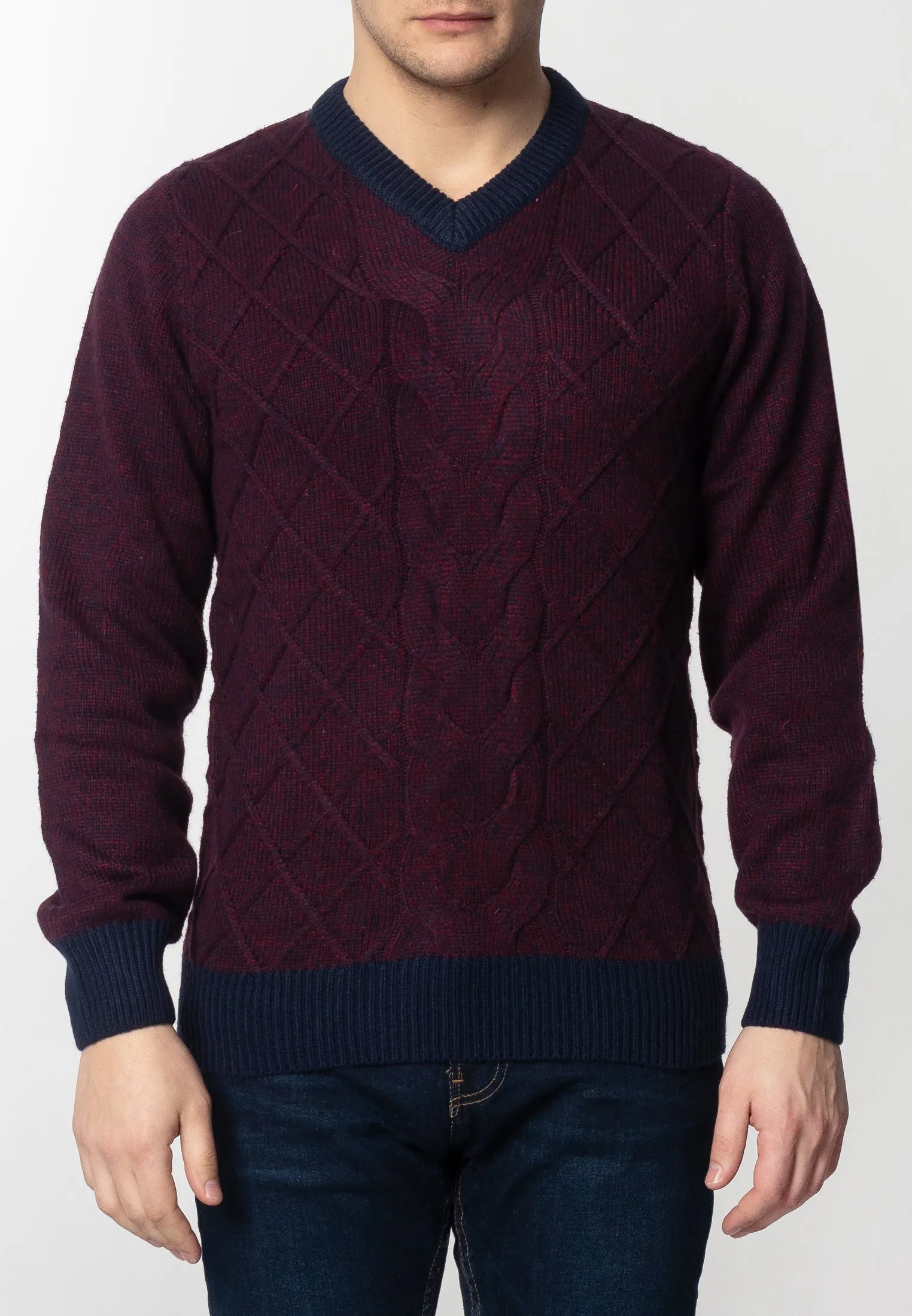 Hatcliffe cable v-neck jumper