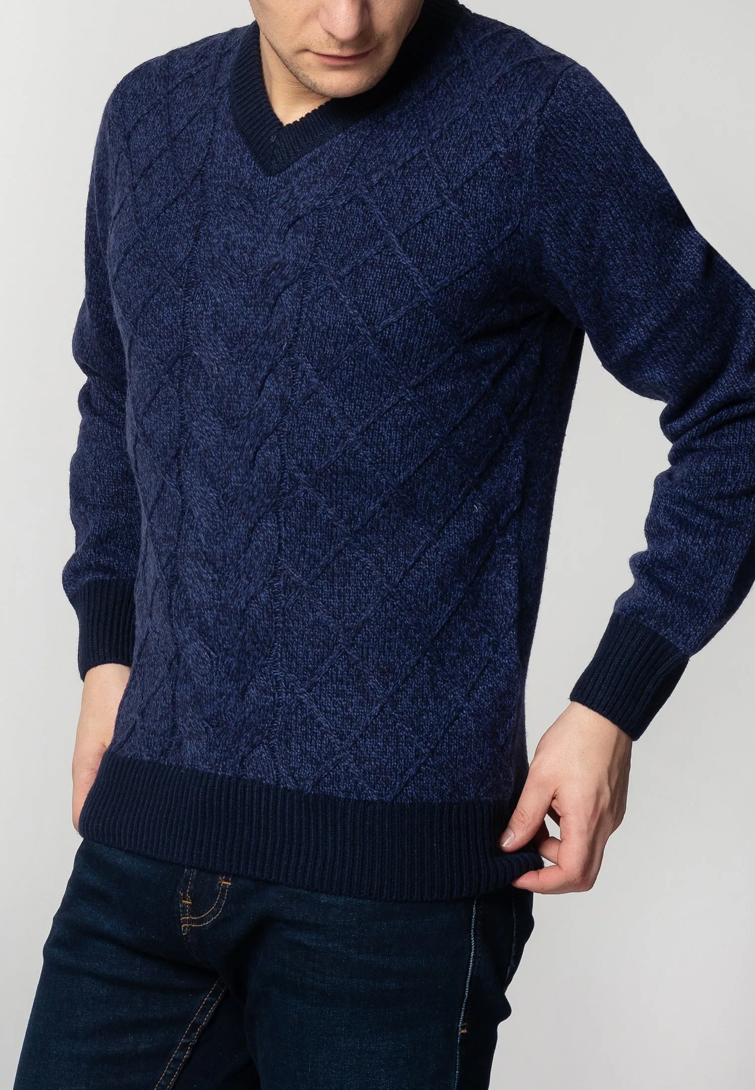 Hatcliffe cable v-neck jumper
