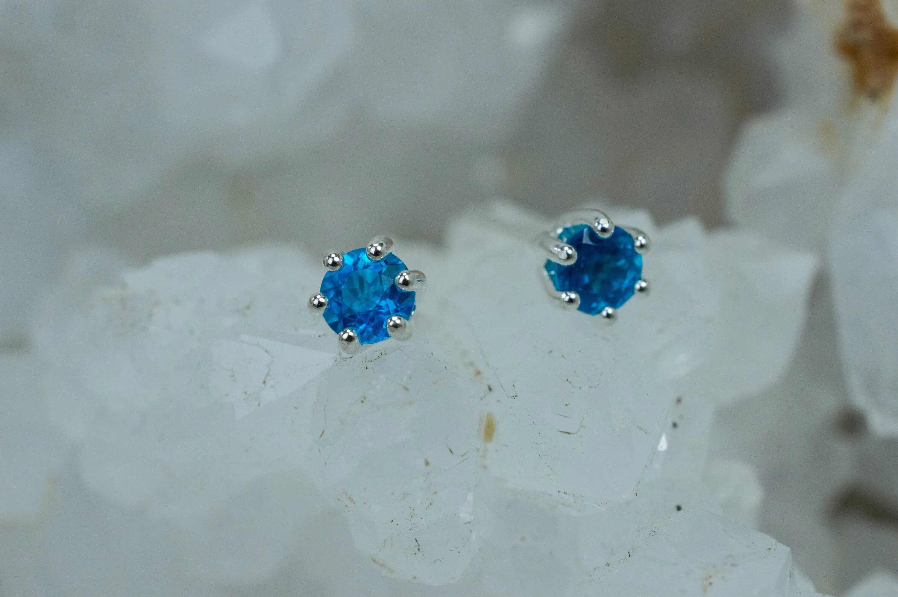Neon Blue Apatite Earrings; Genuine Untreated Madagascar Apatite; 0.520cts