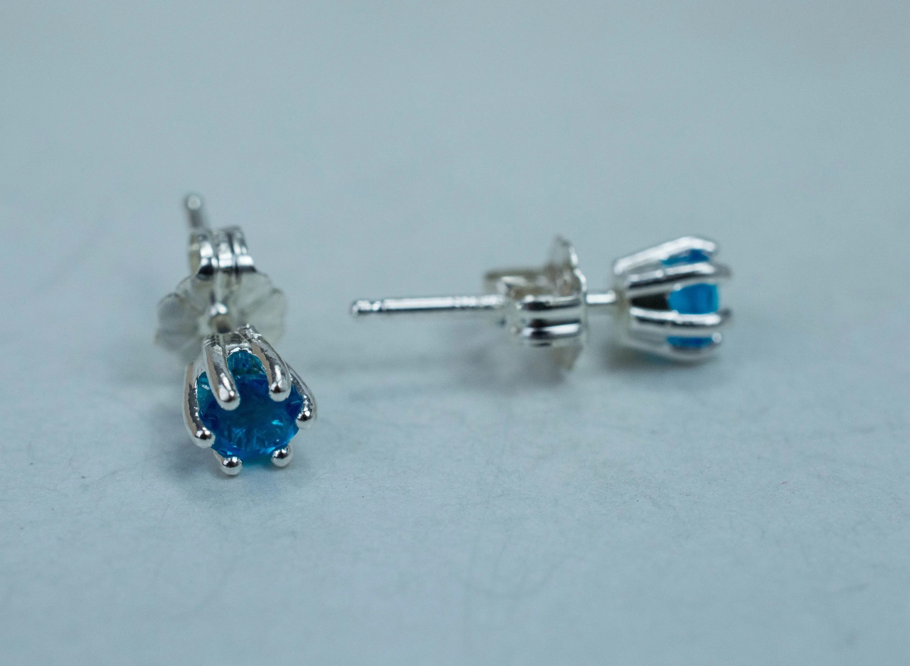 Neon Blue Apatite Earrings; Genuine Untreated Madagascar Apatite; 0.520cts