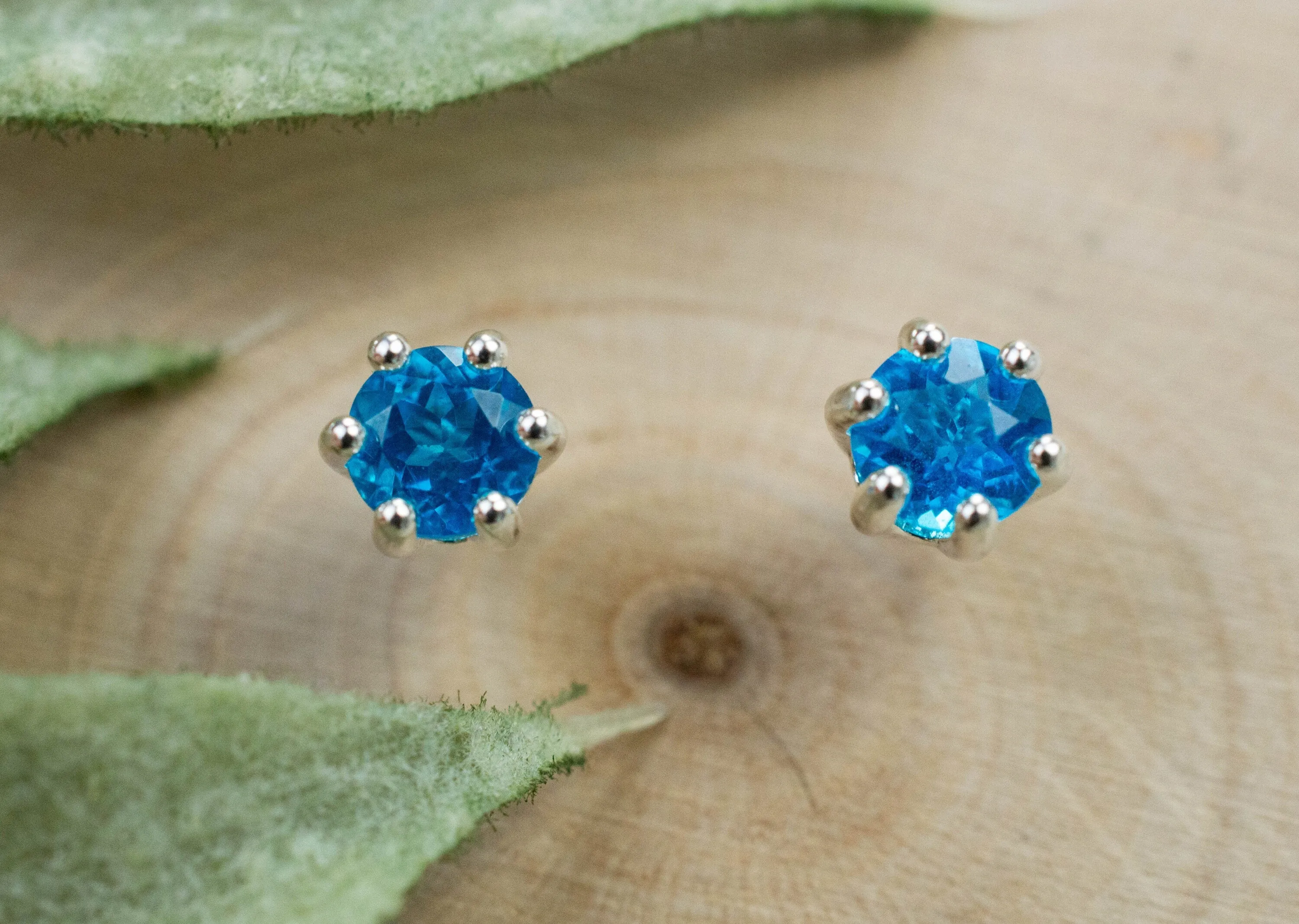 Neon Blue Apatite Earrings; Genuine Untreated Madagascar Apatite; 0.520cts