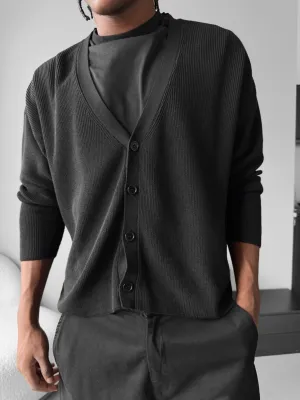 Oversize Crop Cardigan -Black