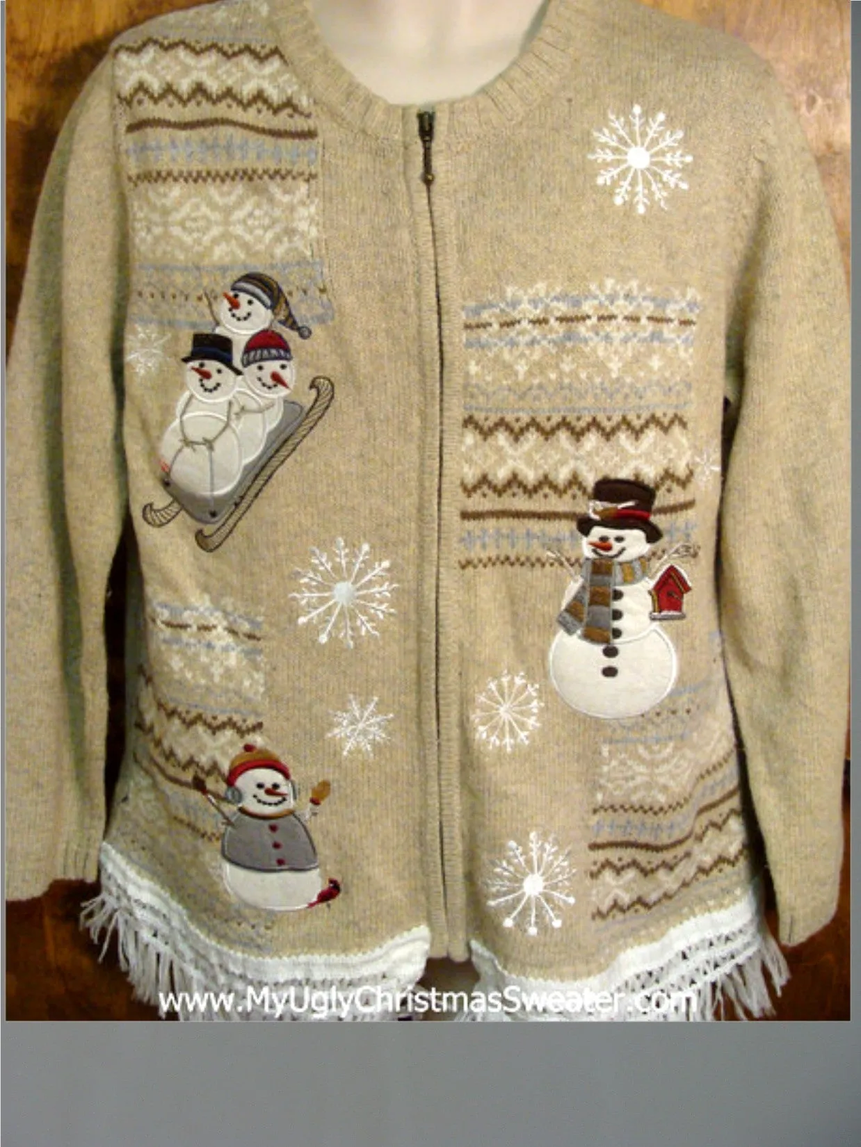 Snowmen Friends Playing Outside Ugly Christmas Jumper