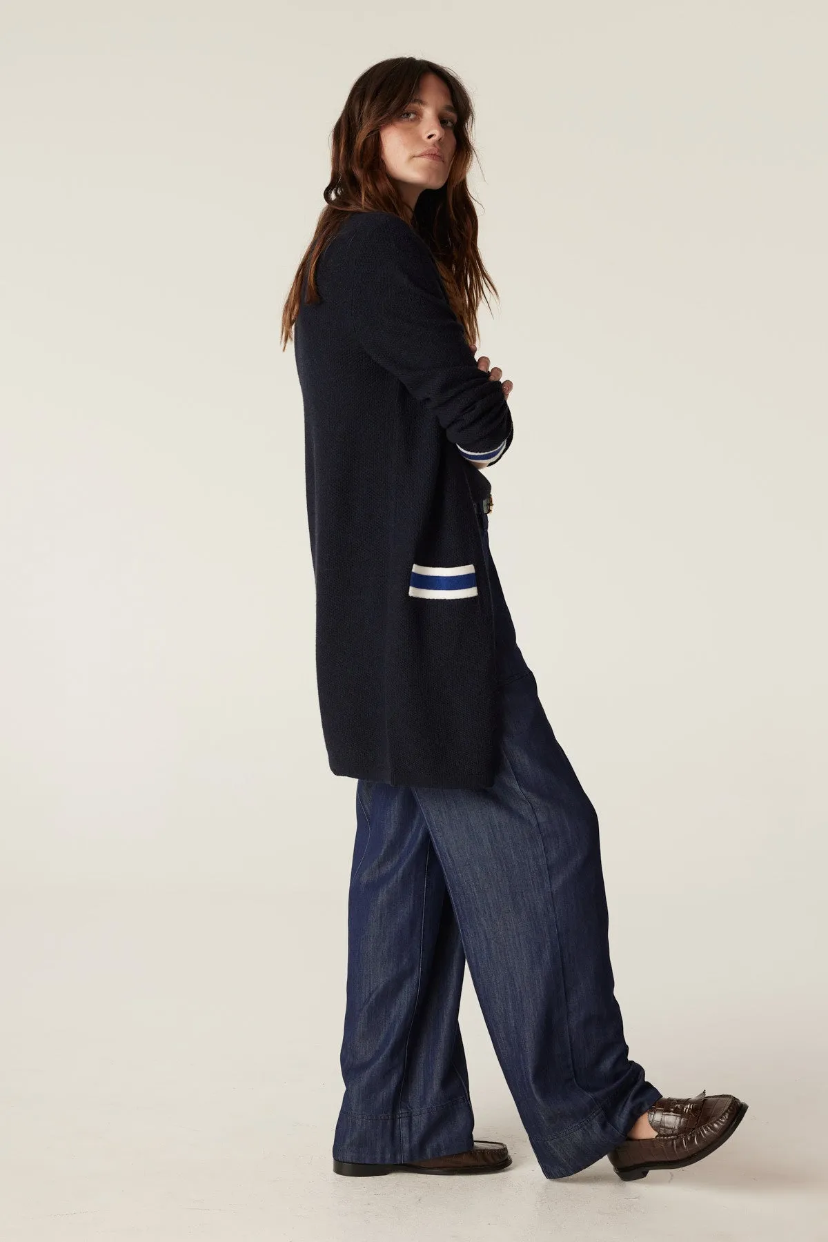 Tribeca Merino Cardigan - Midnight Navy