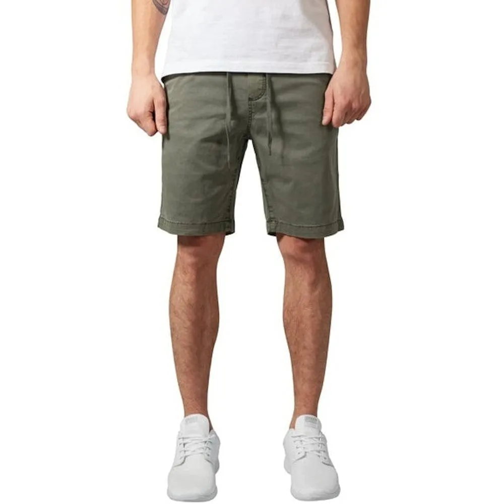 Urban Classics Stretch Twill Jog Shorts - Olive