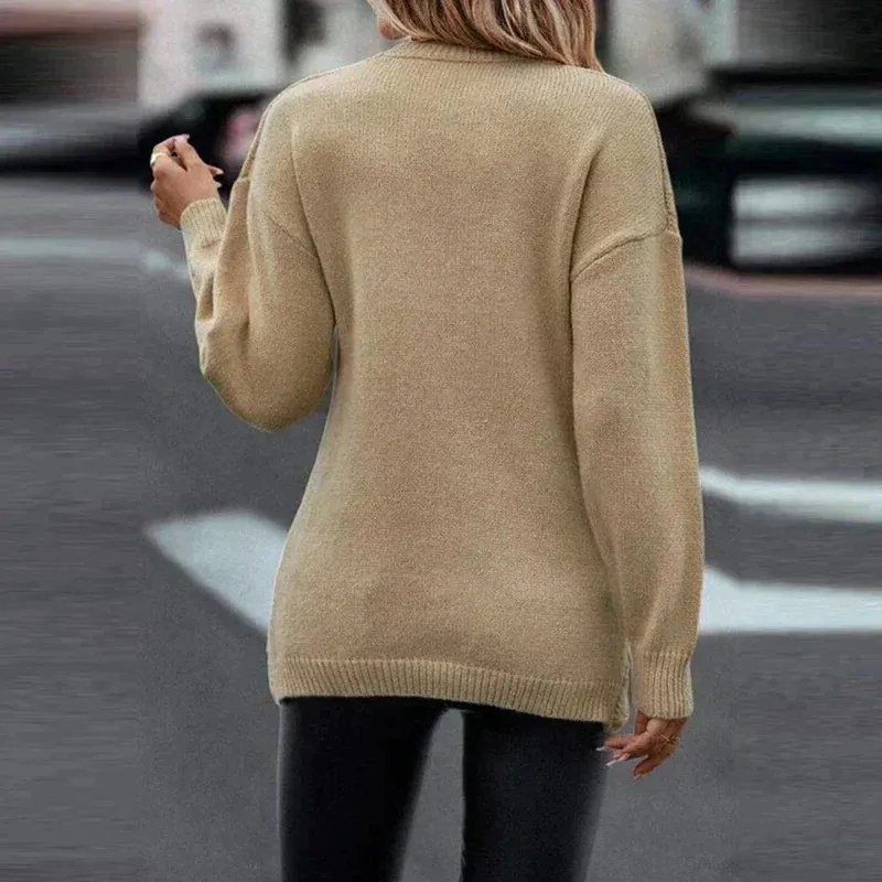 Vera | Asymmetrical V-Neck Wrap Knit Sweater